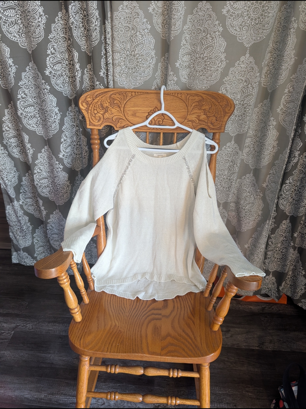 Light Cream Cold-Shoulder Women's Sweater